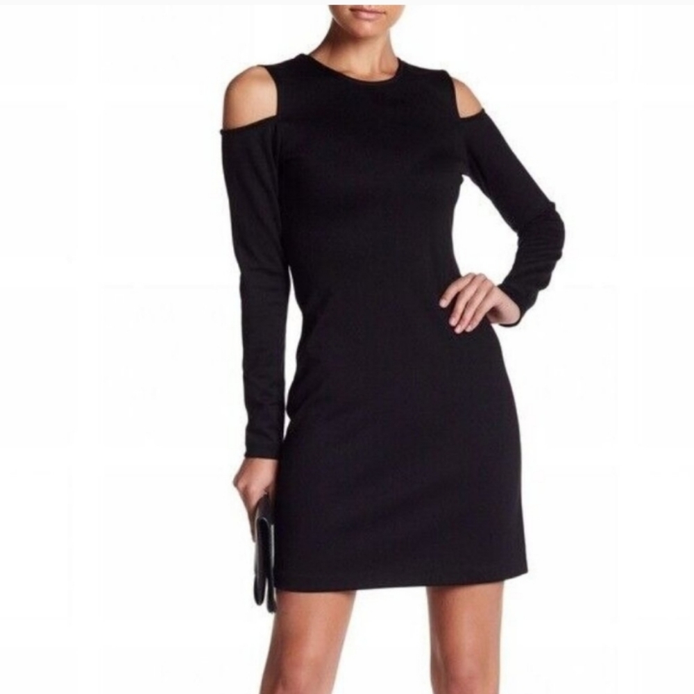 PARKER BLACK COLD SHOULDER casual dress sz L